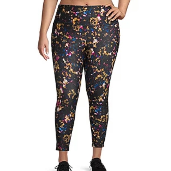 Xersion Women's Plus Size Pixel Floral High Rise 7/8 Ankle Leggings 2X 3X - Picture 3 of 10